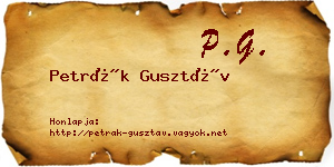 Petrák Gusztáv névjegykártya