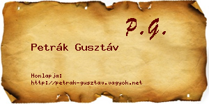 Petrák Gusztáv névjegykártya